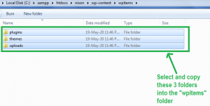 copy plugins,themes and uploads folder into new folder