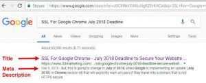 google serp title and mete description